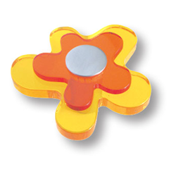 678NA Ручка кнопка детская, цветок оранжевый